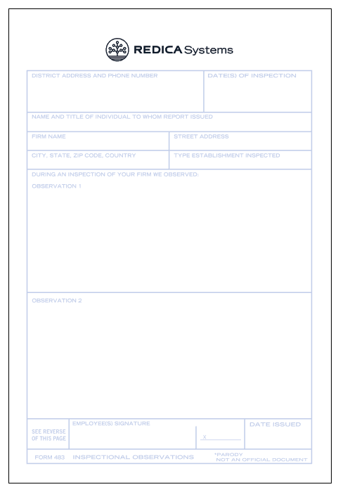 Form 483 Sticky Notes